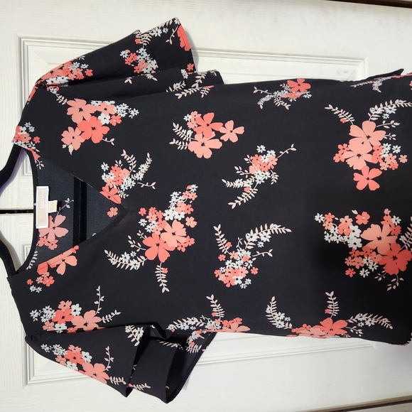 Michael Kors Orange and Pink Boxy Short Sleeve Blouse - Picture 3 of 6